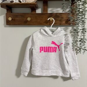 PUMA Kids Gray Hoodie with Pink Logo